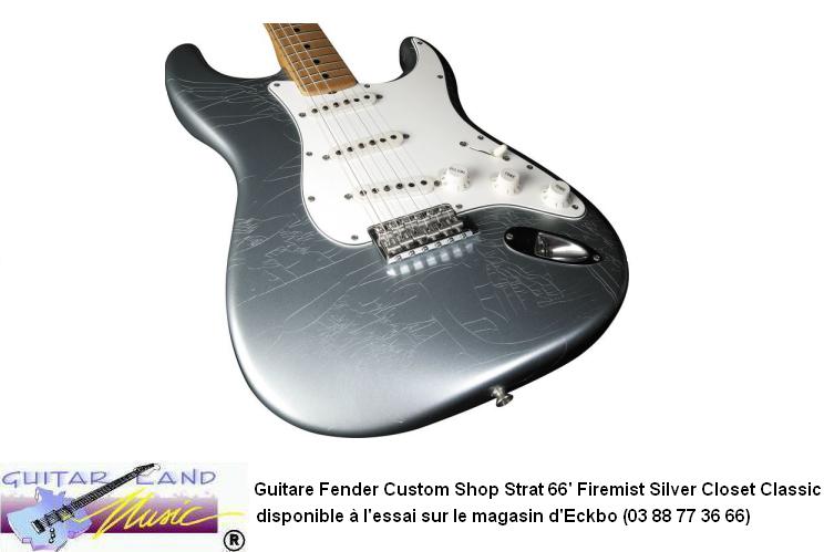 Guitare Fender Custom Shop Strat 66 Firemist Silver Closet Class